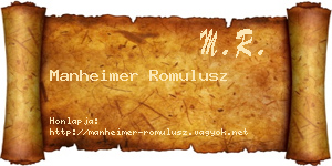 Manheimer Romulusz névjegykártya